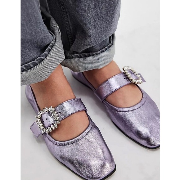 Free People Shoes - Free People Ballet Flats Ursa Gemini Mary Jane Metallic Lavender Purple 10